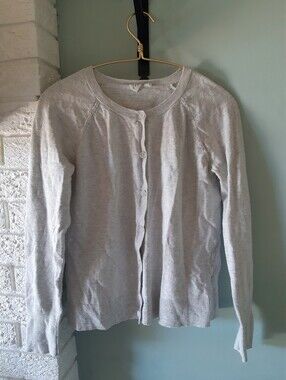 GAP Light Gray Knit Crewneck Cardigan Sweater